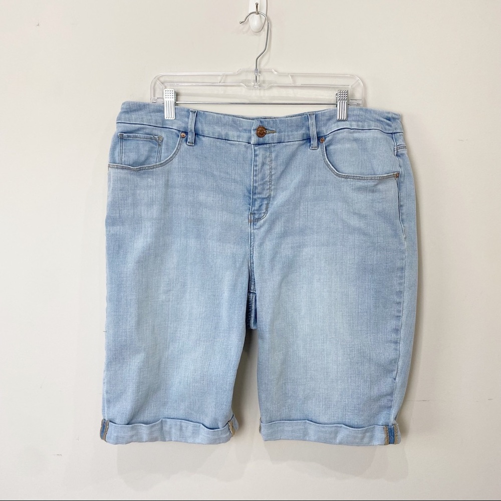 Chicos So Slimming Girlfriend Short Denim Jean Cuffed Bermuda Stretch